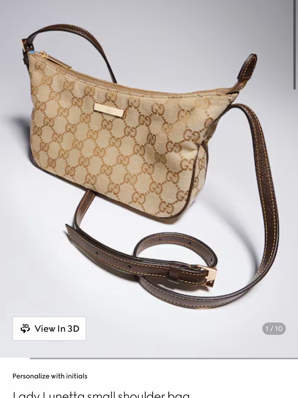 Gucci GG Supreme Canvas Shoulder Bag in beige and brown with gold hardware - Picture 7 of 9